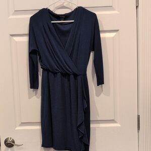 Elegant Navy Blue Wrap Dress